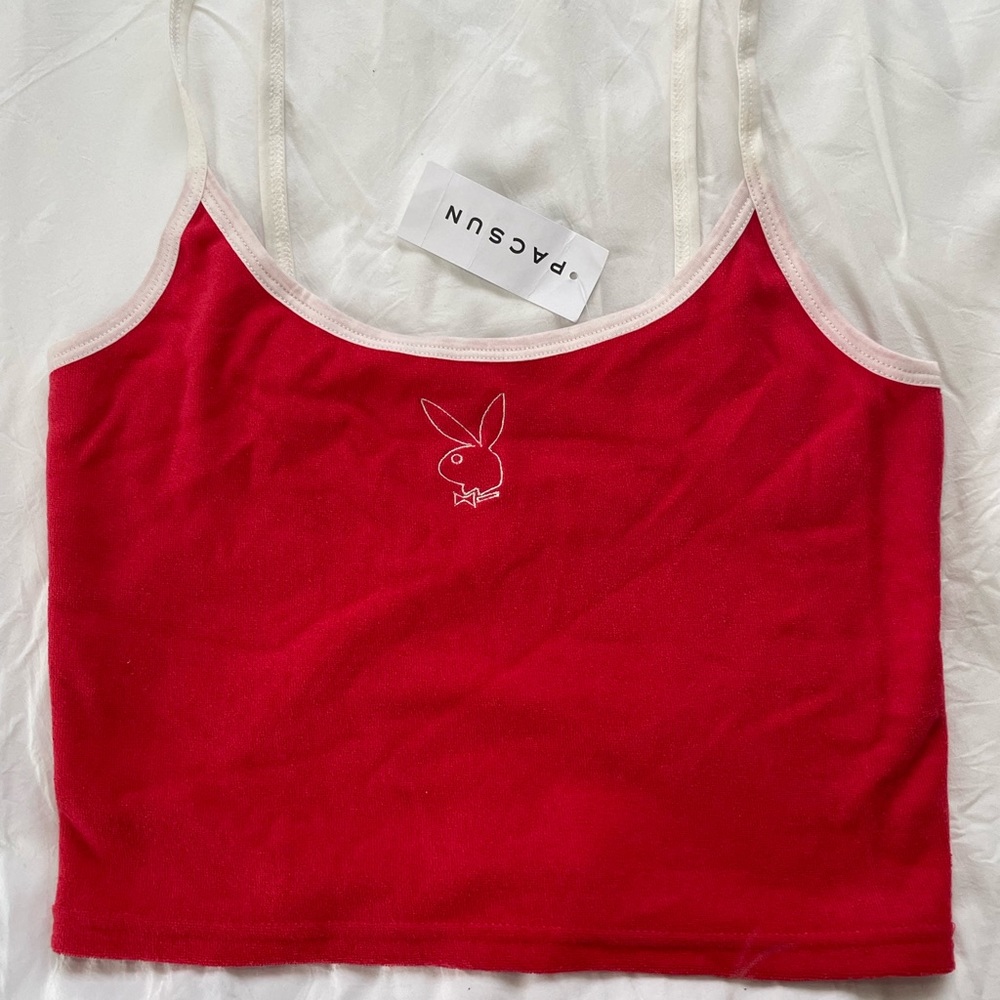 Playboy by Pacsun Tank Top in Red and White Color